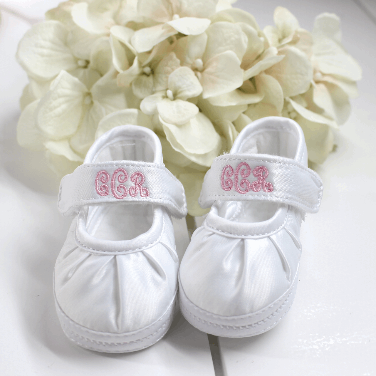 Baby Girls Personalized Shoes Monogram Satin Booties