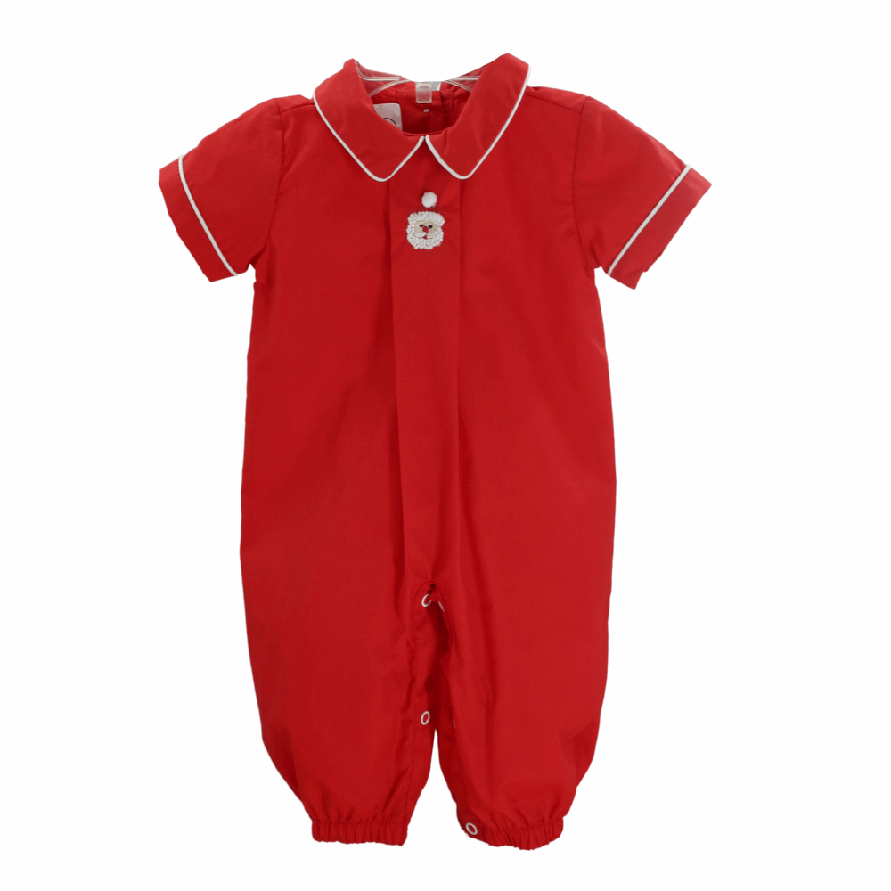 Baby Boys Christmas Romper Outfit with Santa Face Red | Baby Blessings