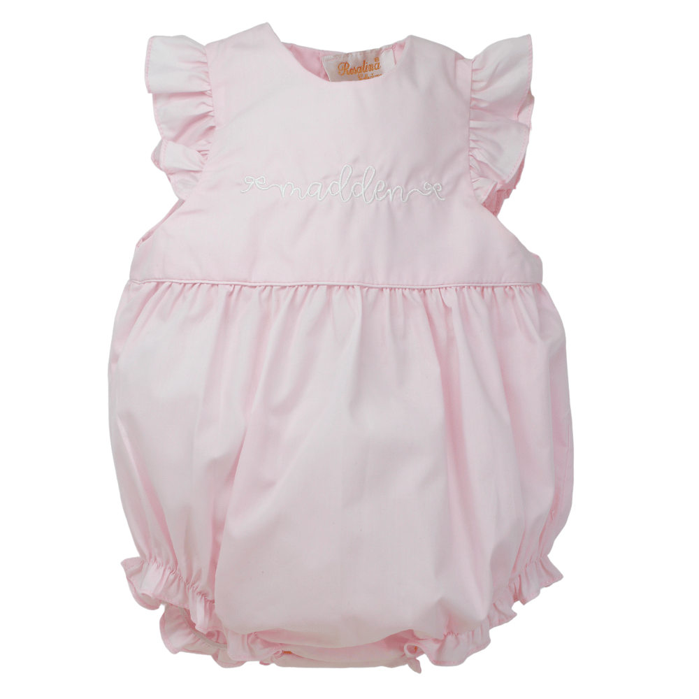 Girls Pink Bubble Romper Summer Outfit Angel Wing Sleeves
