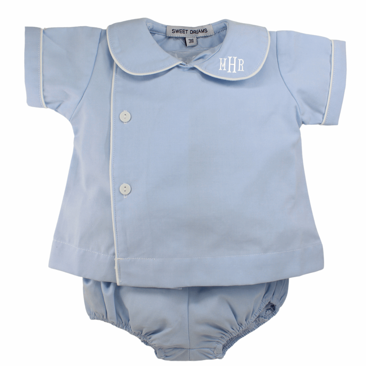 Boy Blue Diaper Set with Buttons