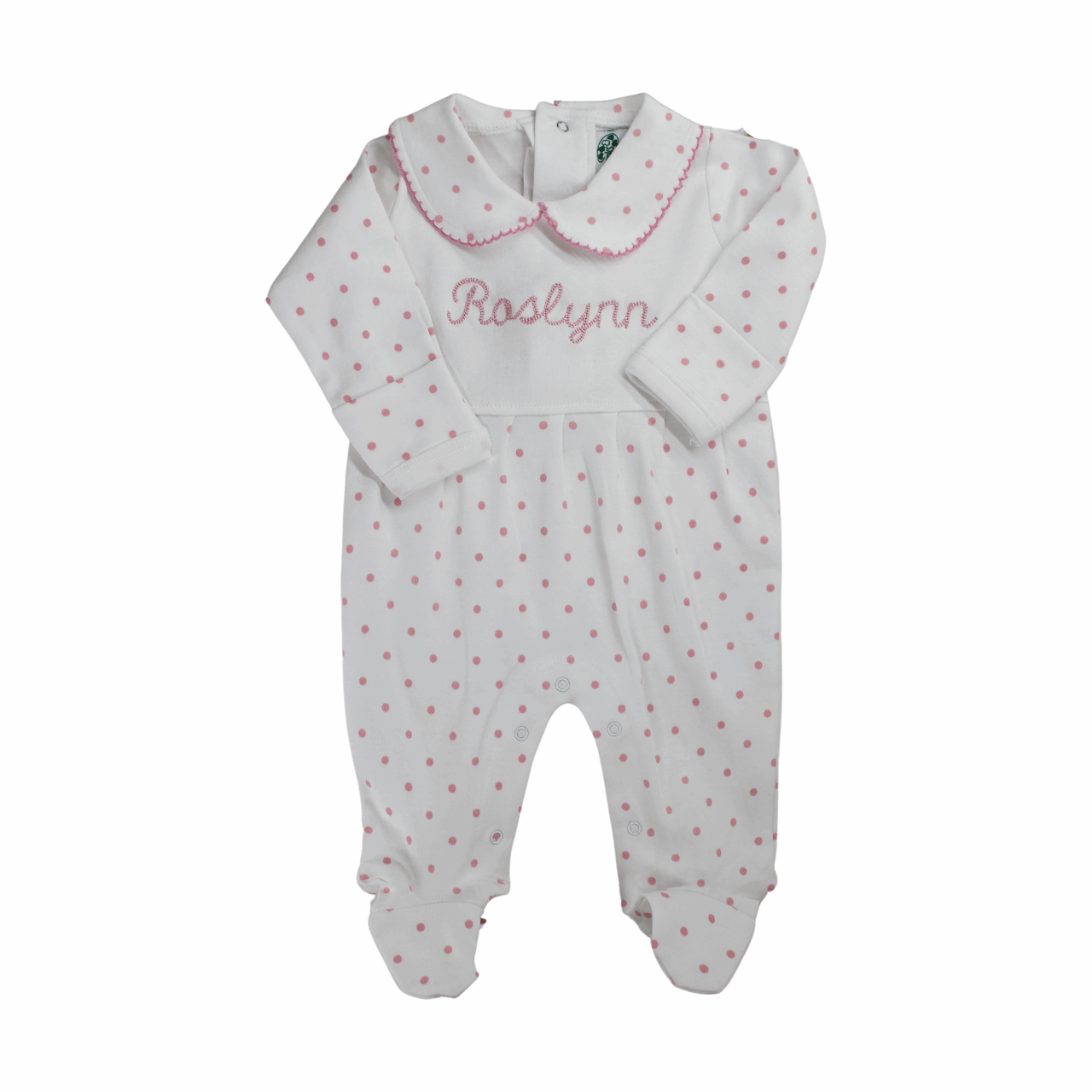 Personalized Baby Girls Footed Pajama Pink Dots