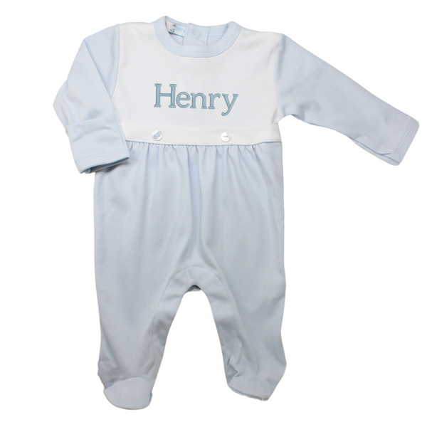 Baby Loren Boys Blue Footed Onesie Sleeper Hiccups Children's Boutique