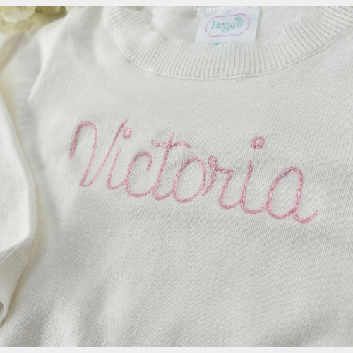 Baby Toddler Sweater White Personalized Pullover Crewneck