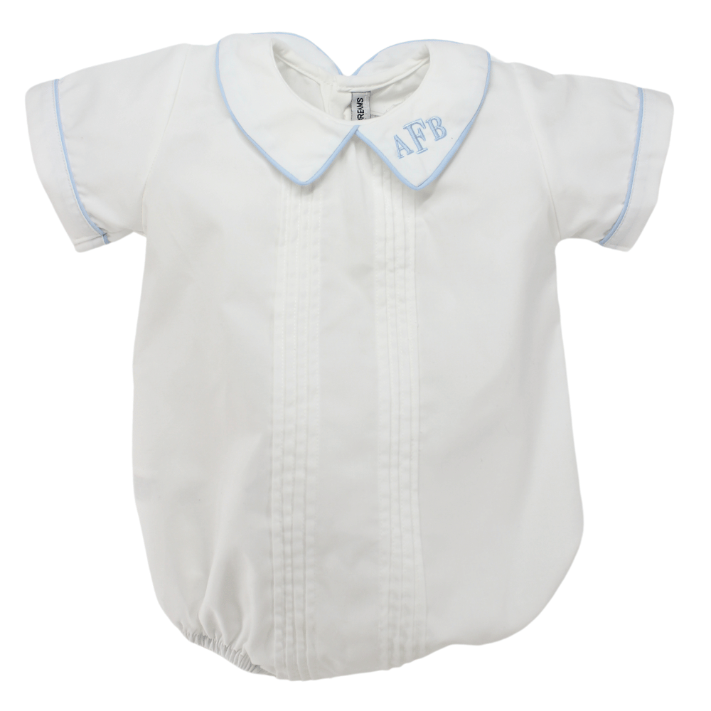 Dressy Portrait Outfit for Baby boy with initials on Peter Pan collar