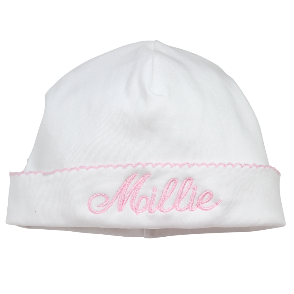 Baby Girls White Pink Hat Coming Home Beanie