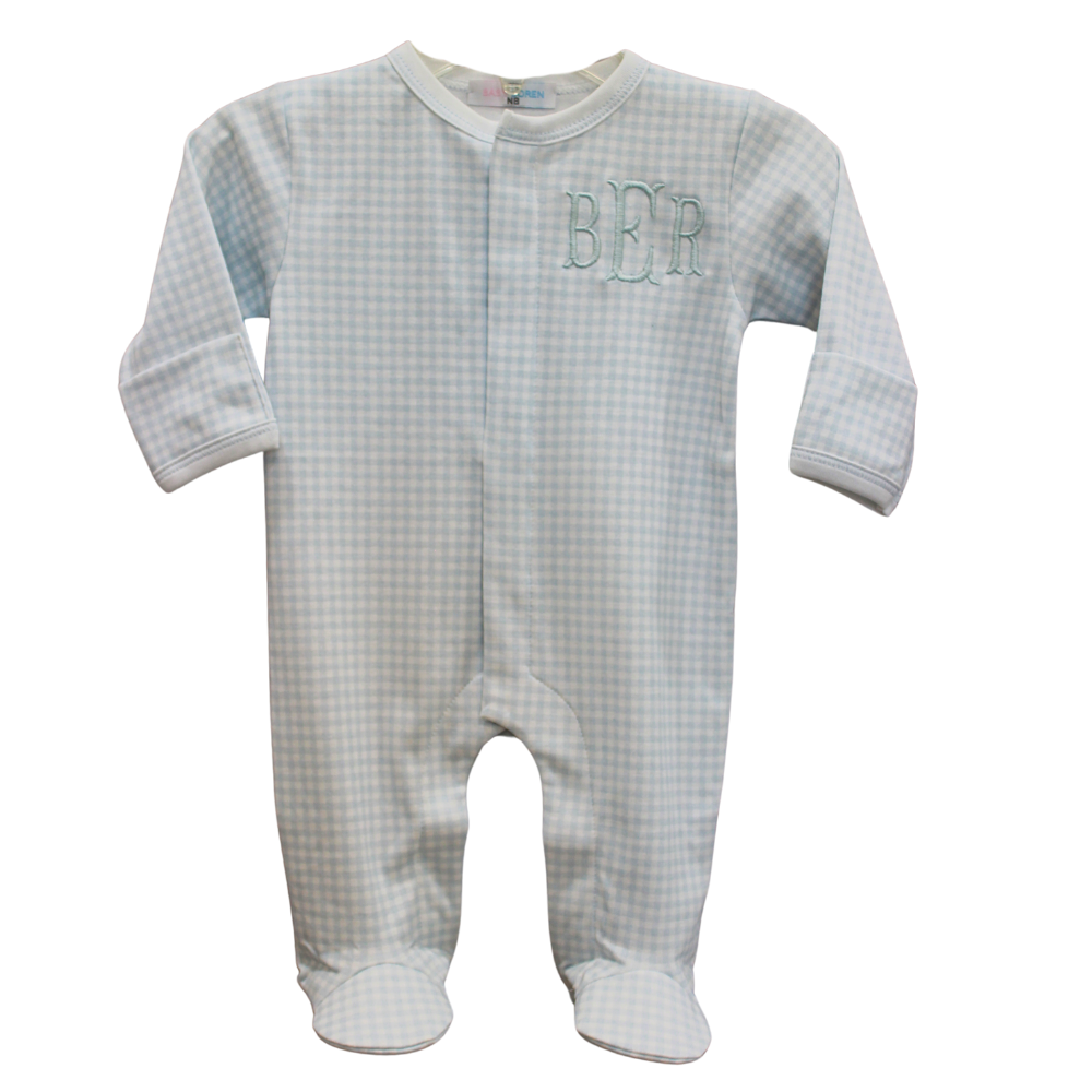 Newborn Boys Gingham Take Home Outfit Footed Onesie