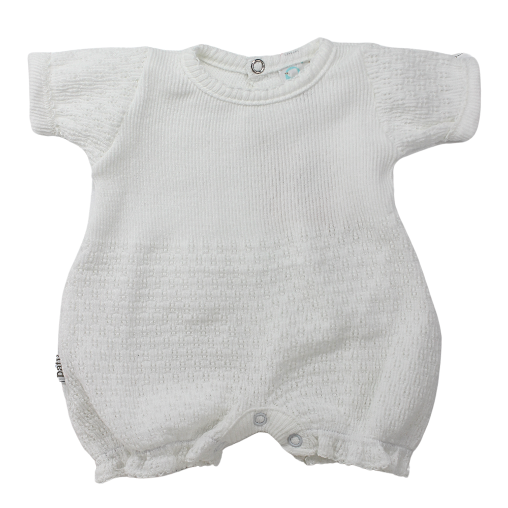 Paty White Unisex Layette Romper Knitted