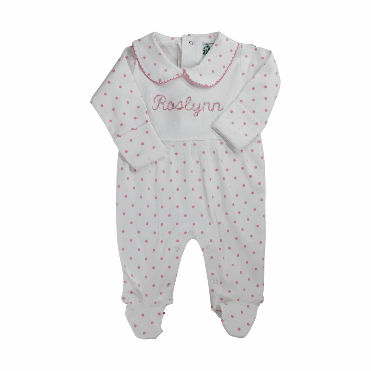 Baby Girls White Footed Pajama with Pink Dots
