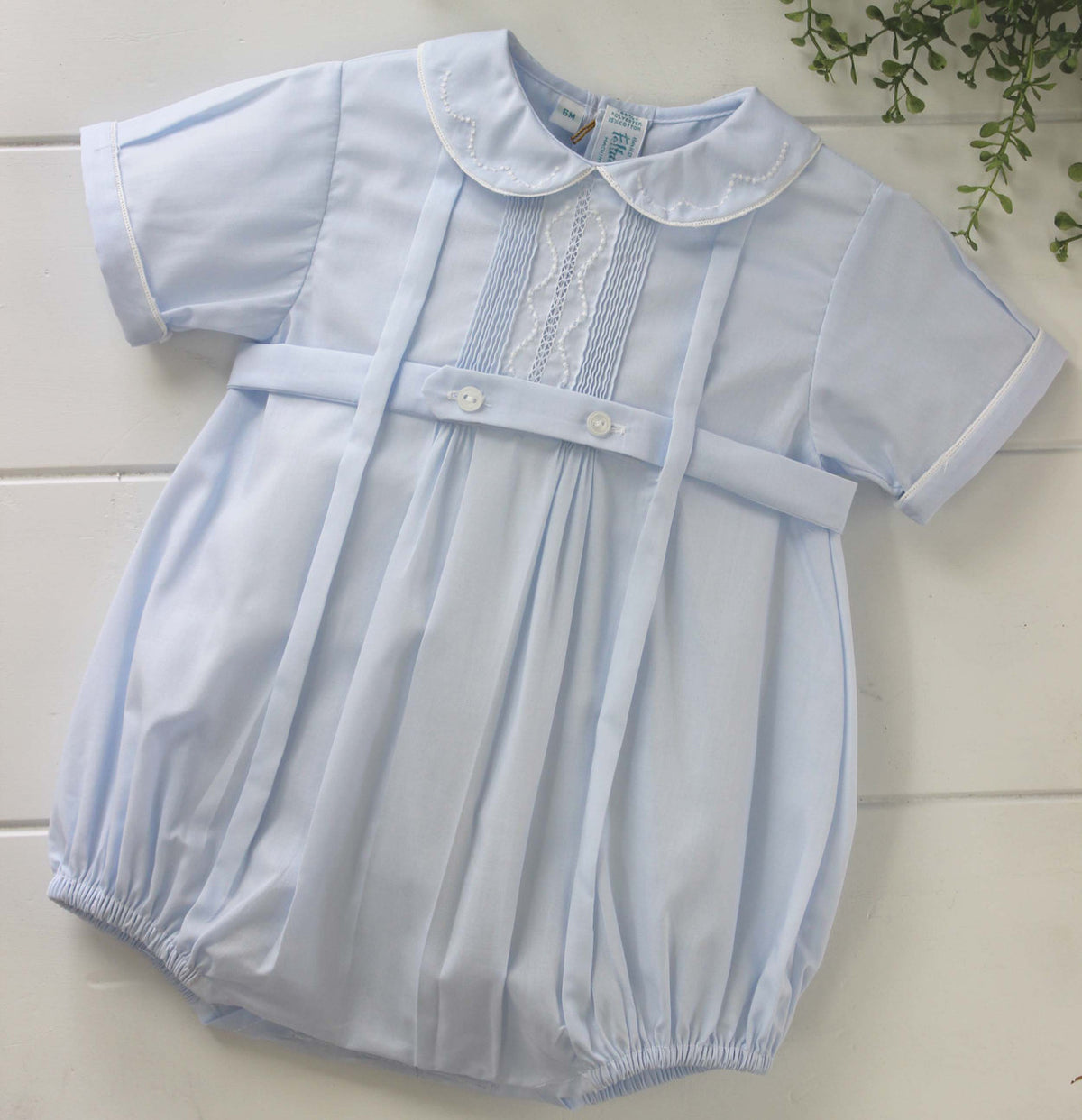 Infant Boys Blue Belted Bubble Outfit