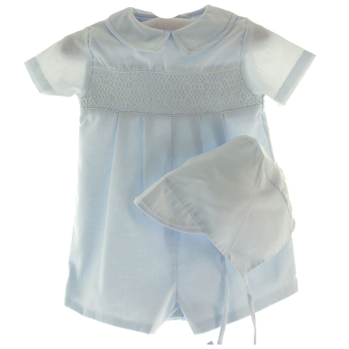 Boys Smocked Blue Romper Outfit