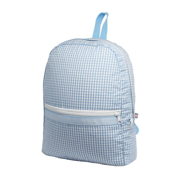 Baby Blue Gingham Medium Backpack Monogrammable