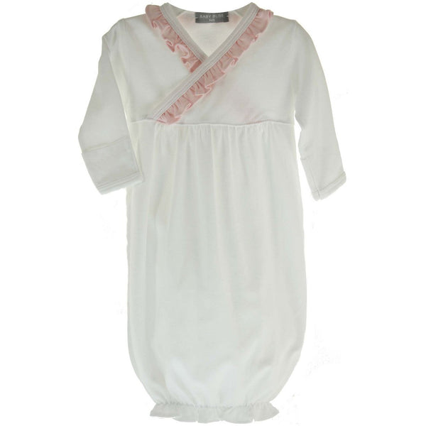 Baby Girls Take Home Gown White Pink Kimono Sack