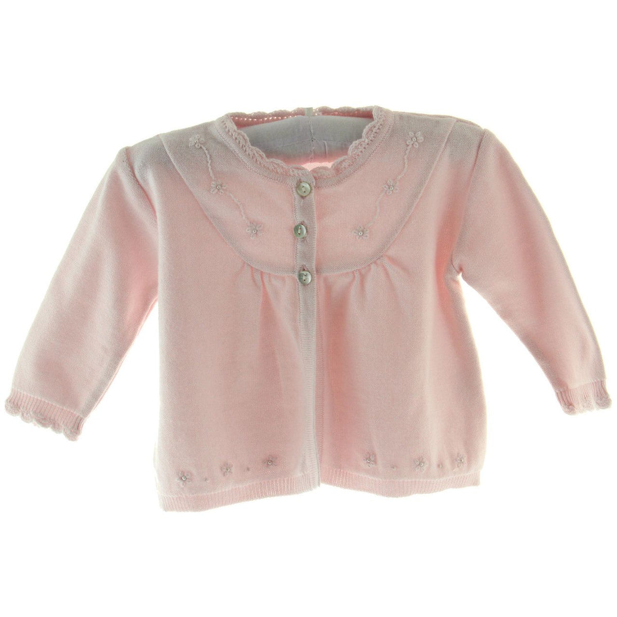 Infant Girls Pink Cardigan Sweater with Pearls