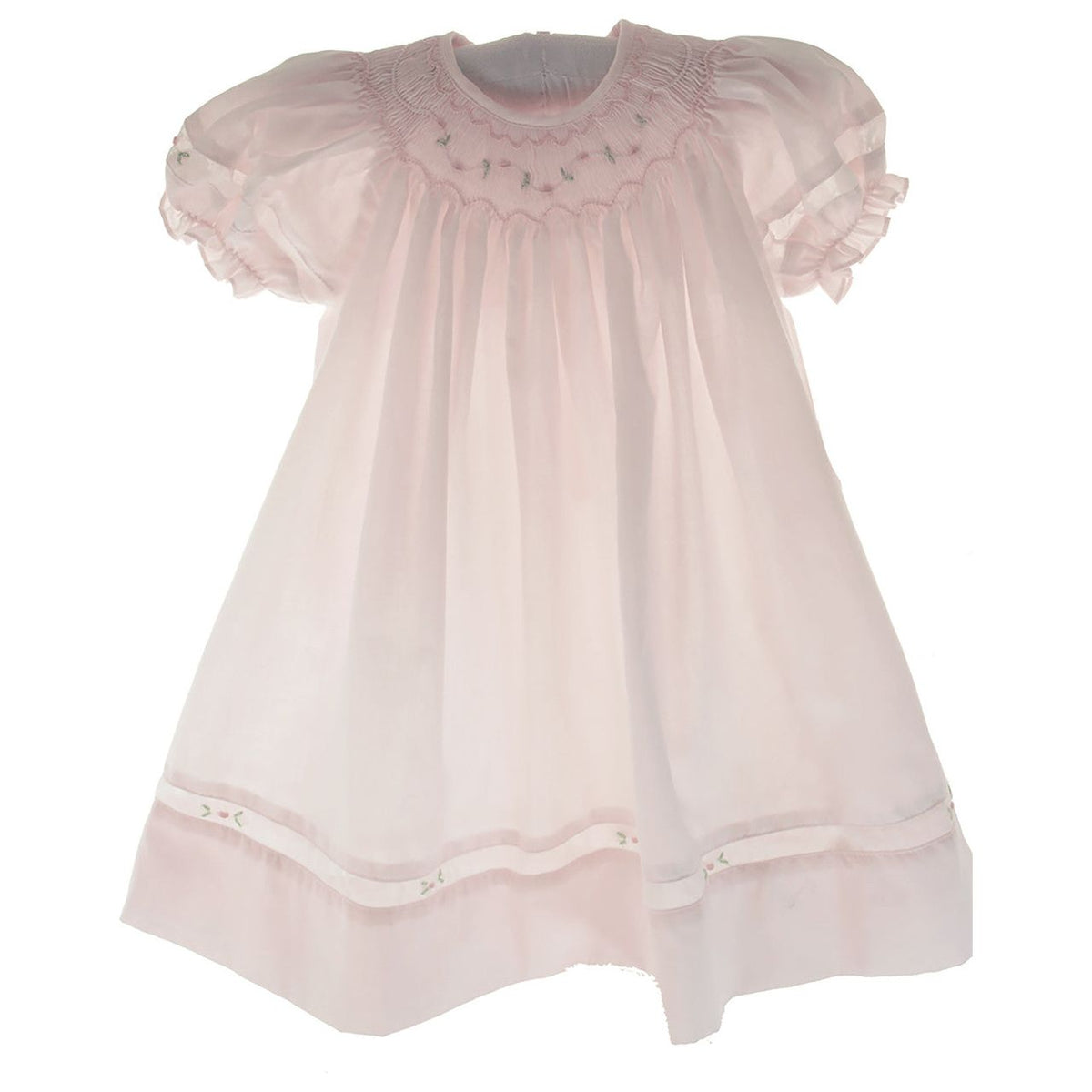 Infant Girls Pink Smocked Daygown &amp; Bonnet