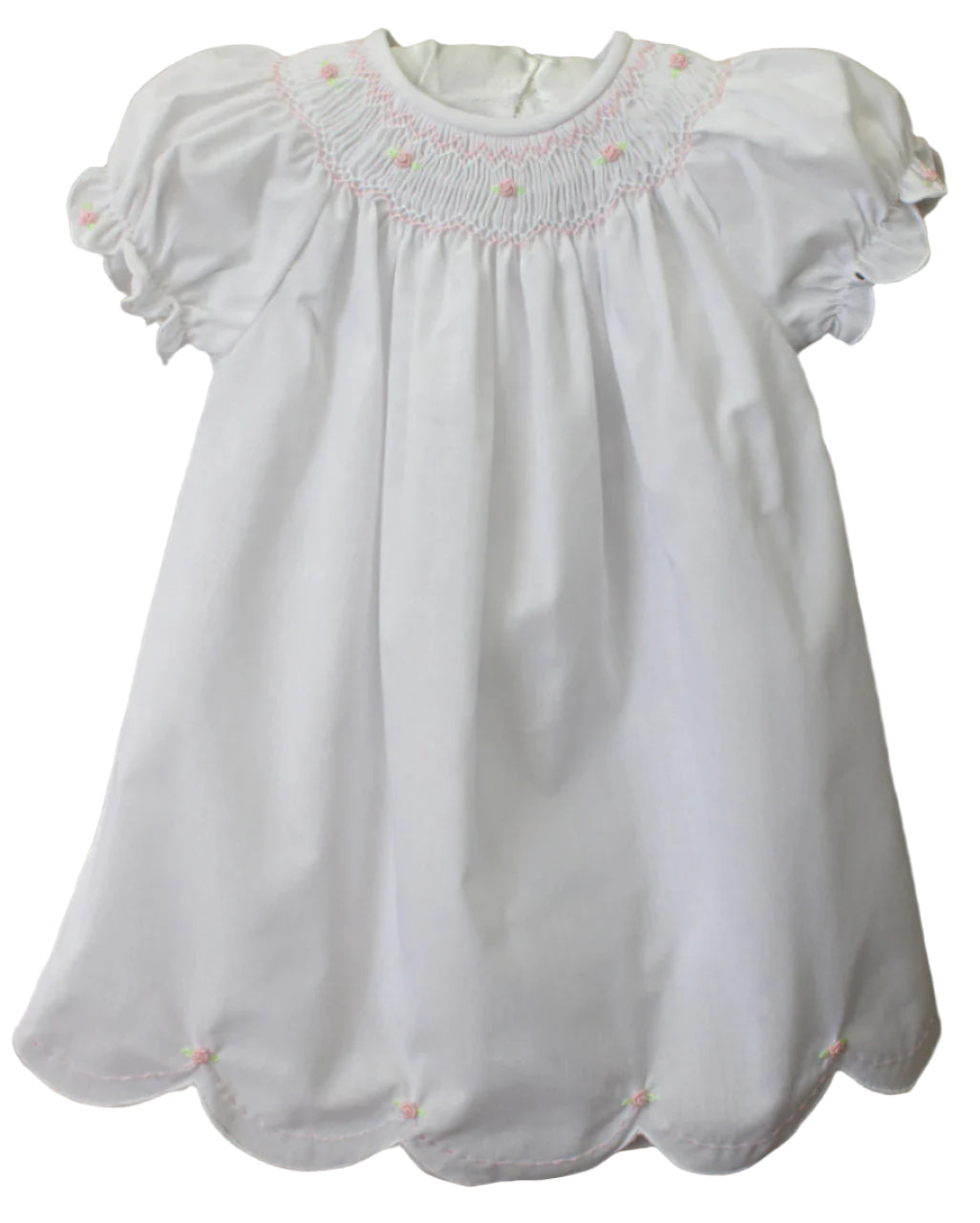 Newborn White smocked Take Home Dress Smocked