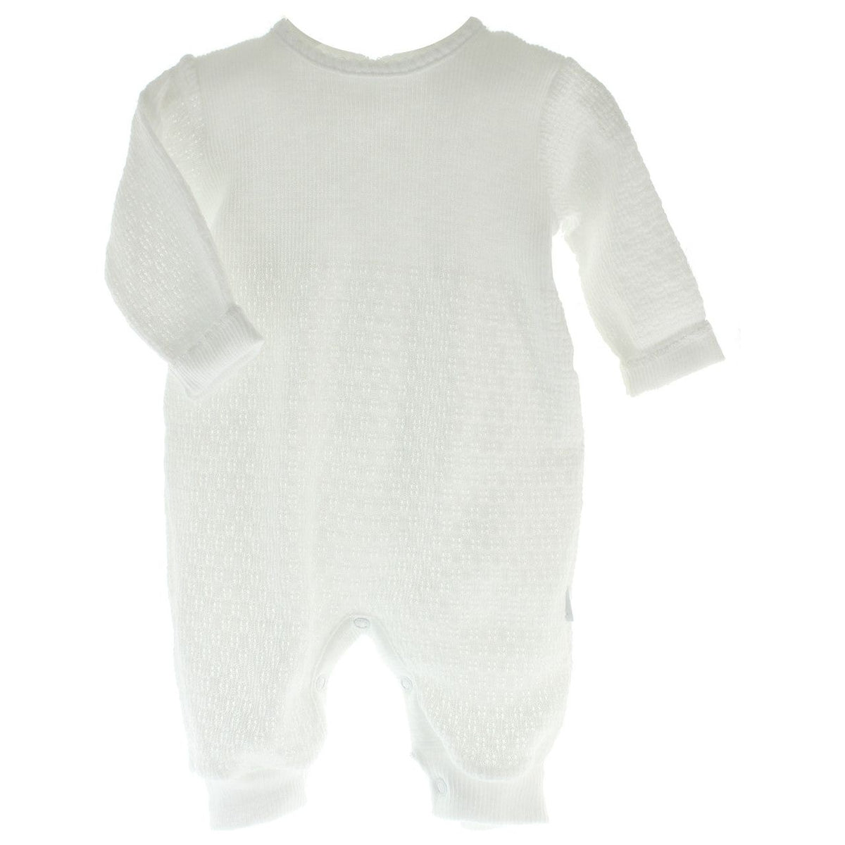 White Unisex Layette Romper Knitted