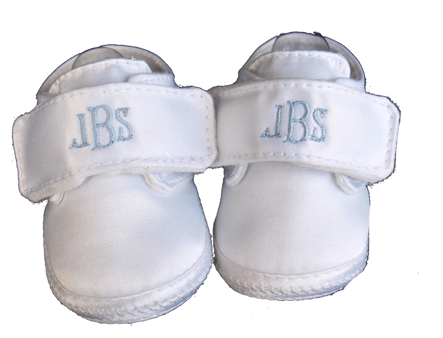 Baby Boys White Monogrammable Crib Shoes