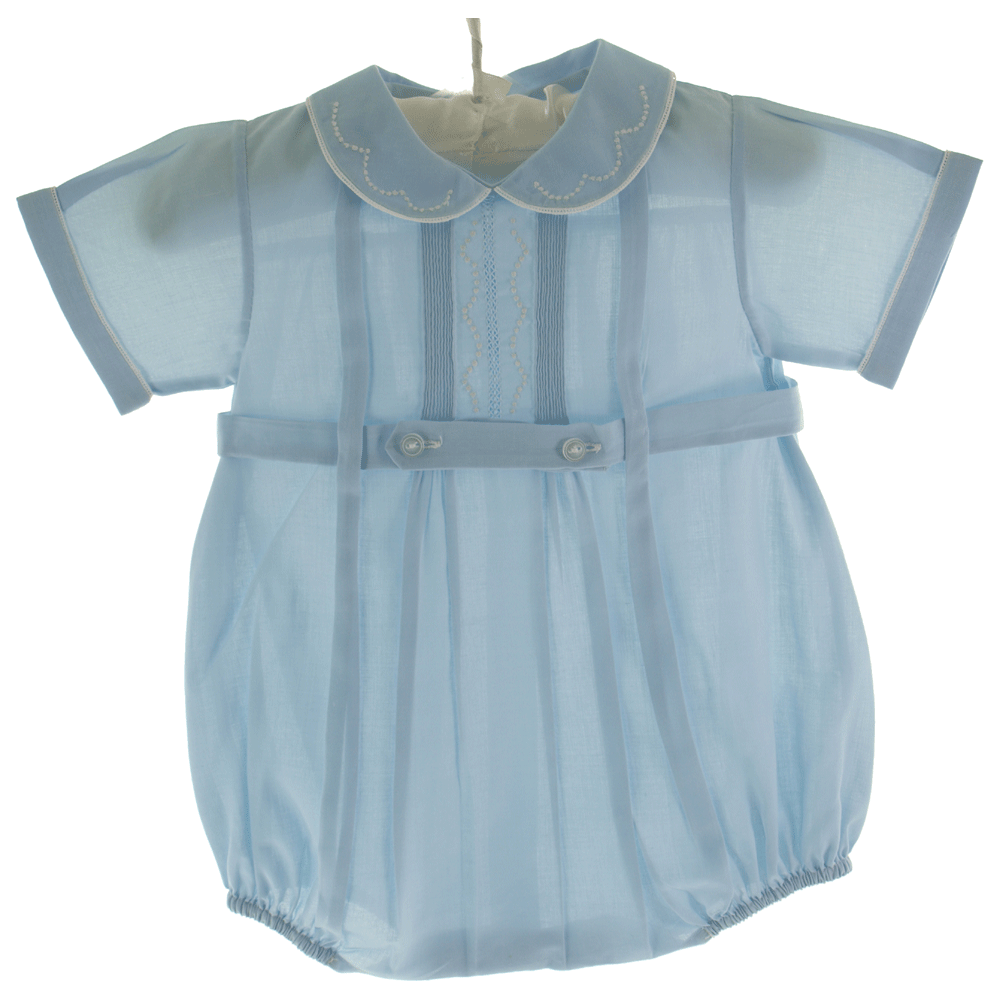 Infant Boys Blue Belted Bubble Outfit
