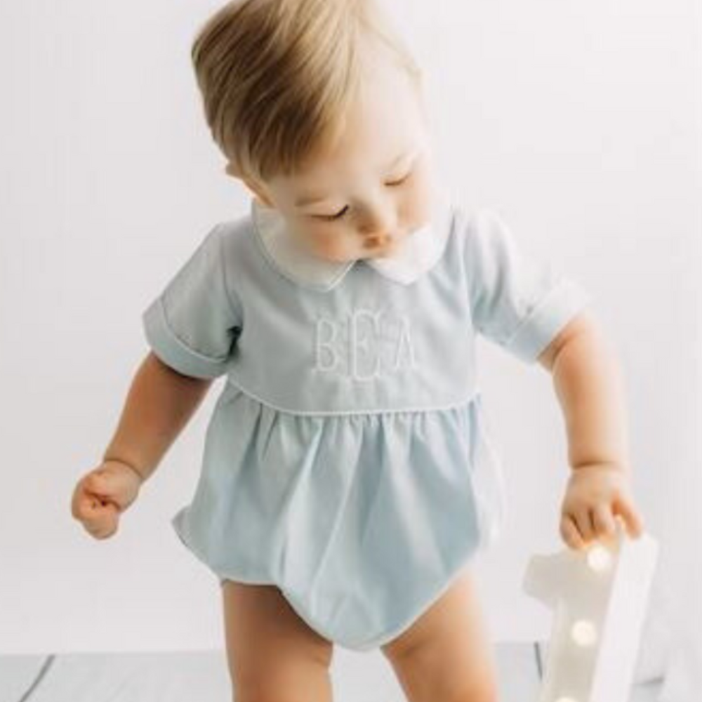 Blue and white romper shop