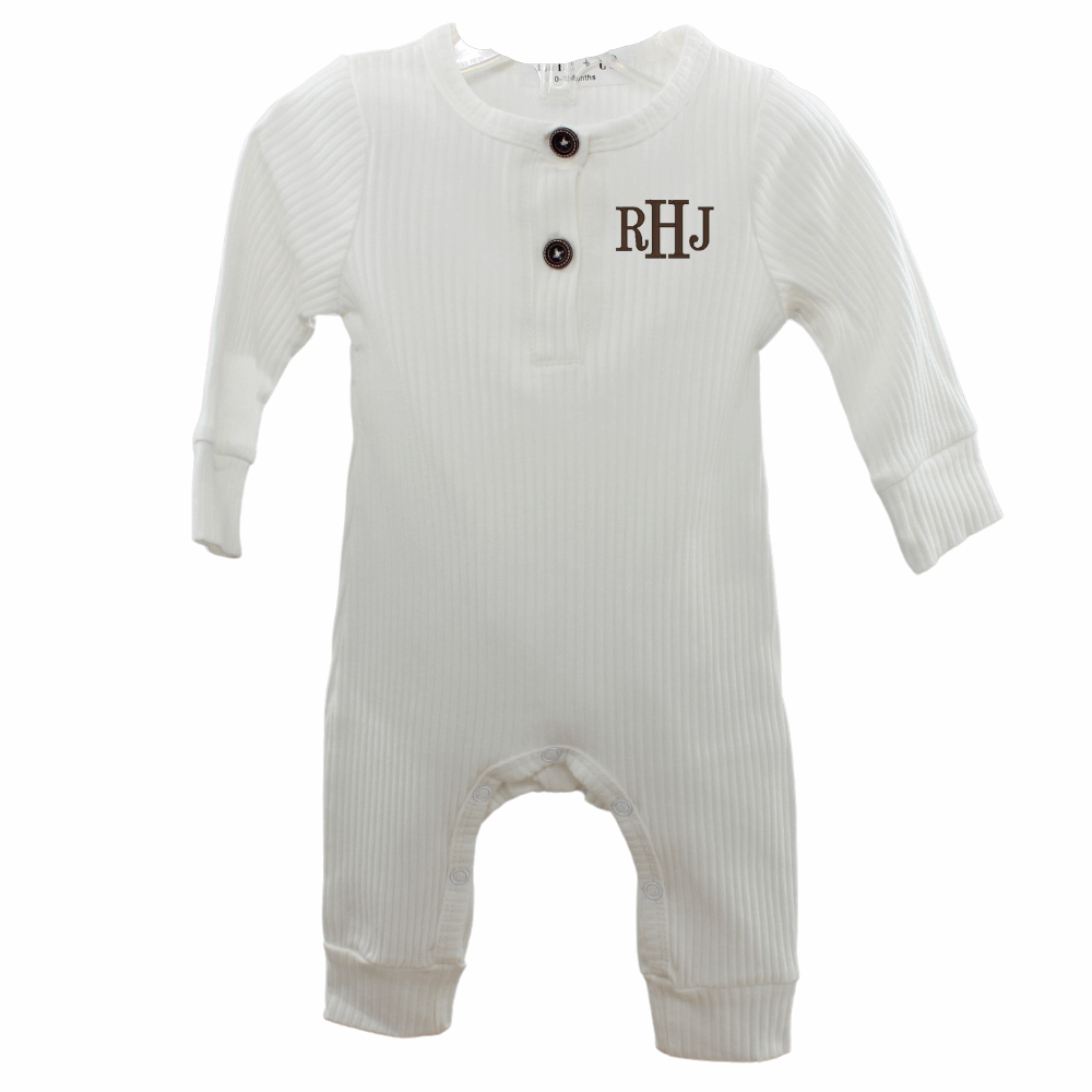 Baby Boys Off White Ribbed Romper Outfit | Tate & Company