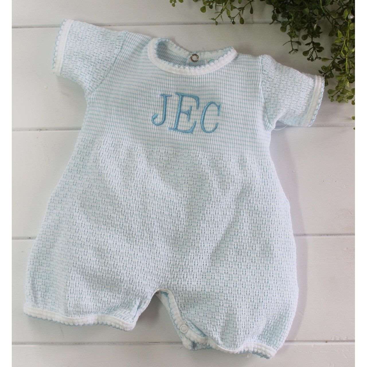 Boys Romper Blue Monogram Coming Home Outfit