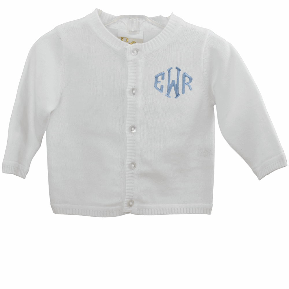 Baby Boys Monogram Sweater Light Blue Crewneck Knitted - Hiccups