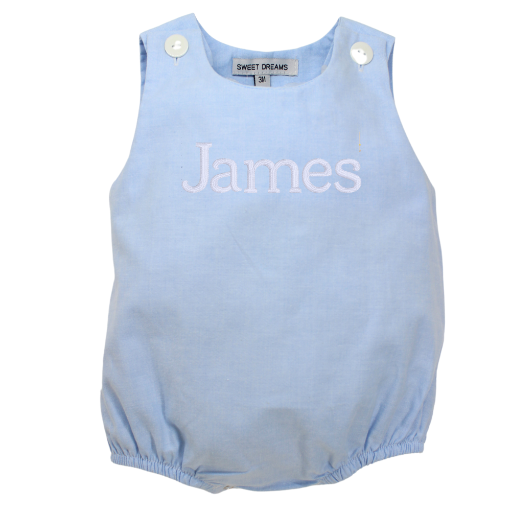 Boys Blue Chambray Bubble Romper Outfit