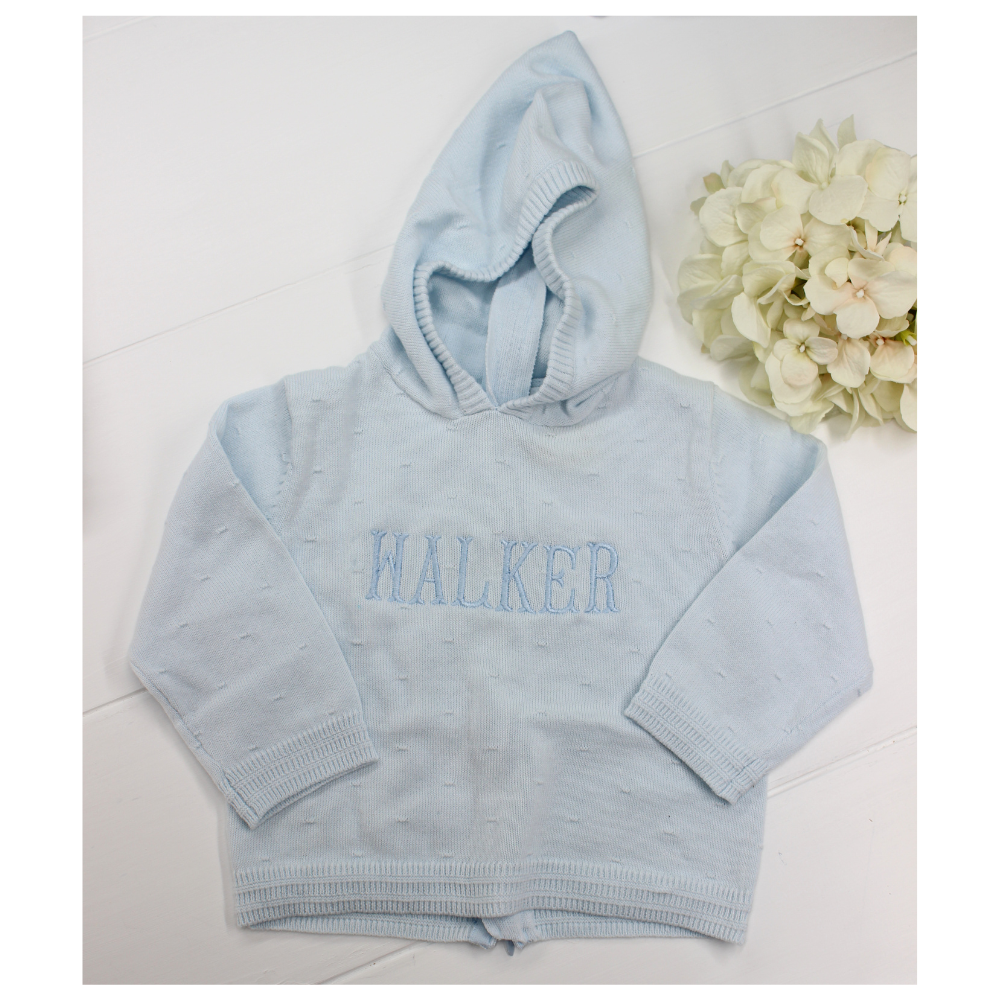 Baby Boys Blue Hooded Sweater | Petit Ami