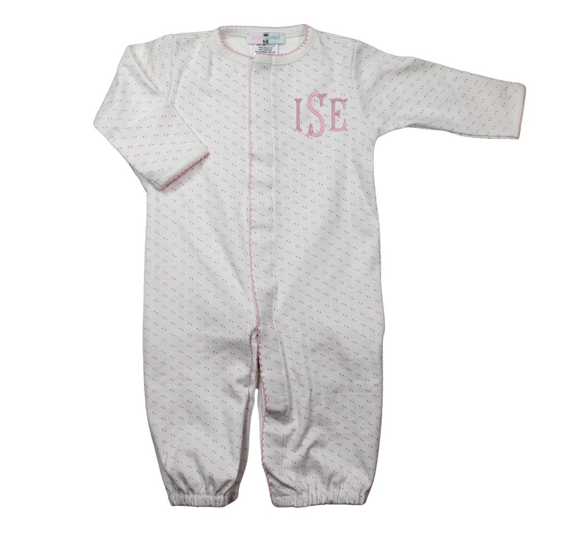 Girls Converter Gown White Pink Dots | Baby Loren