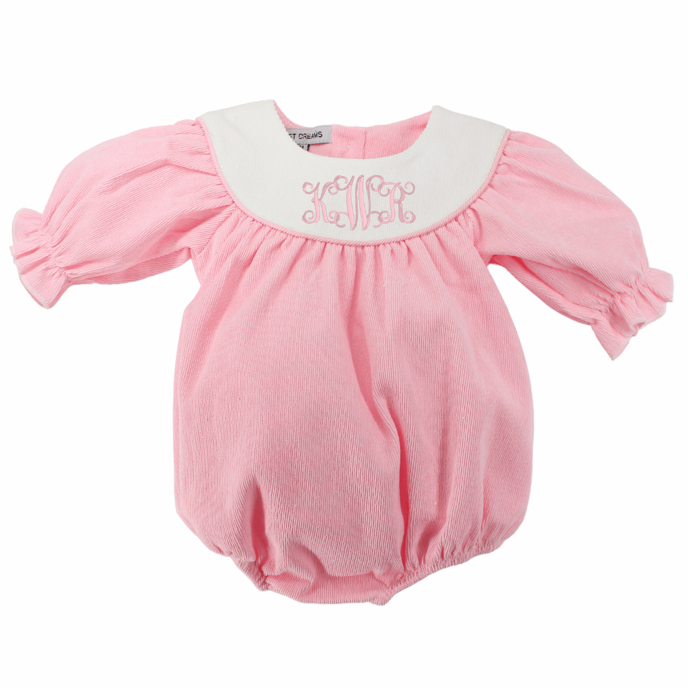 Baby Girls Long Sleeve Romper Pink Corduroy Bubble Outfit