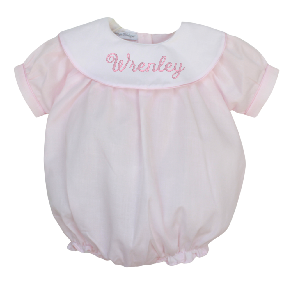 Baby Girls Pink Bubble Romper Round Portrait Collar