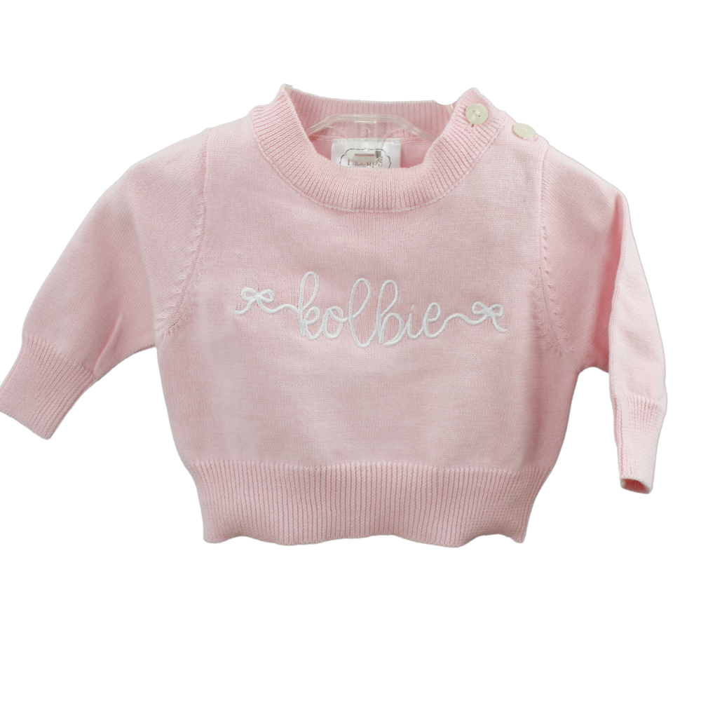Baby Girl Pink Sweater Monogrammed
