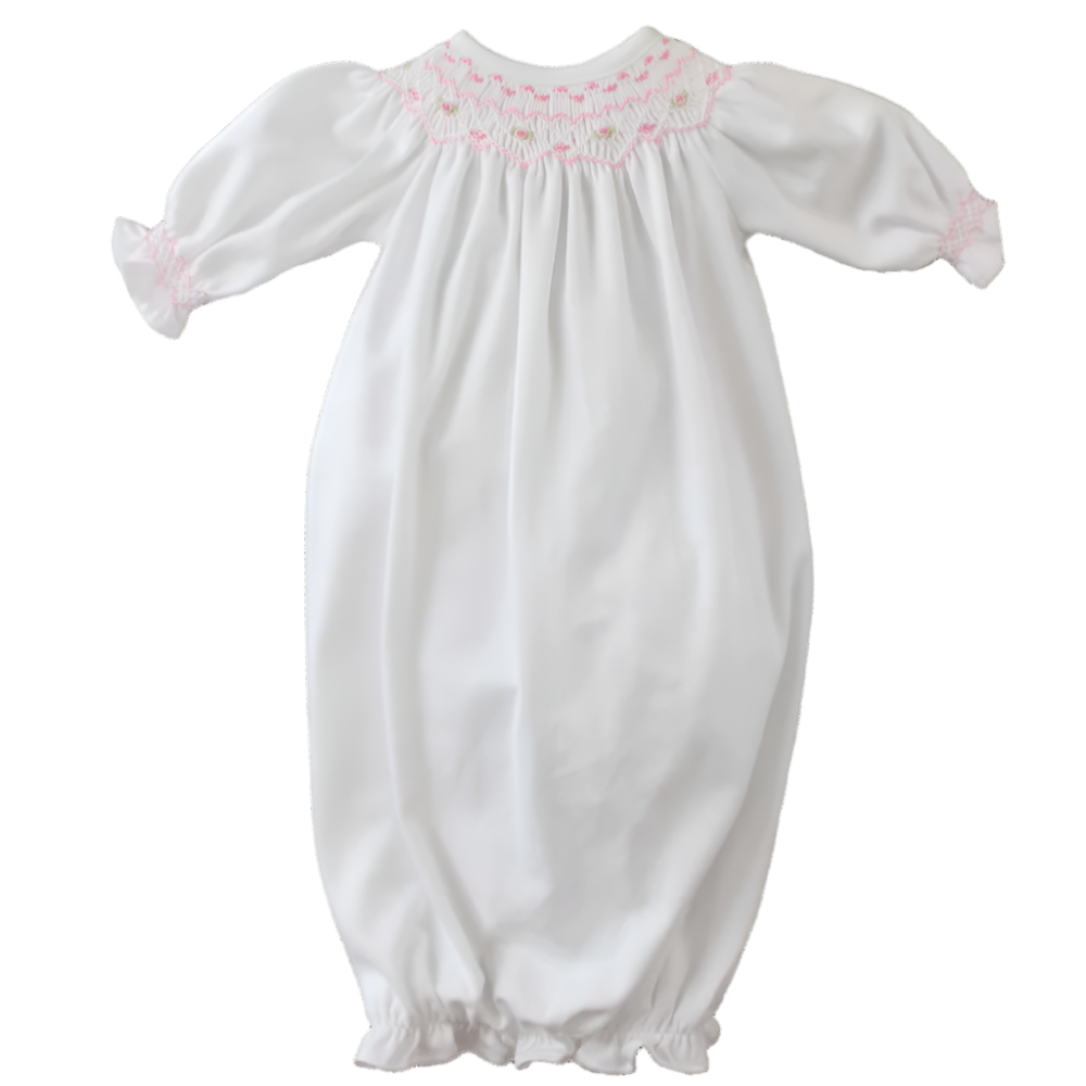 Petit Ami Baby Girl's Smocked Daygown – Heirloom Quality Baptism Dress With Bonnet (Newborn)