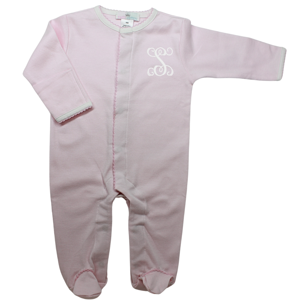 Baby Loren Girls Pink Striped Footie