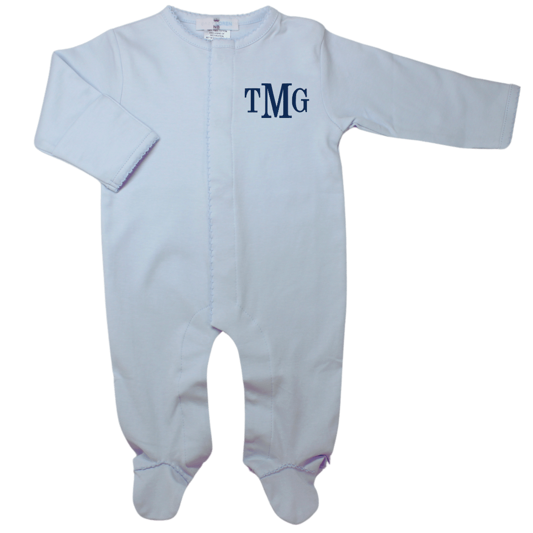 Baby Loren Boys Blue Footie Sleeper Pima Cotton