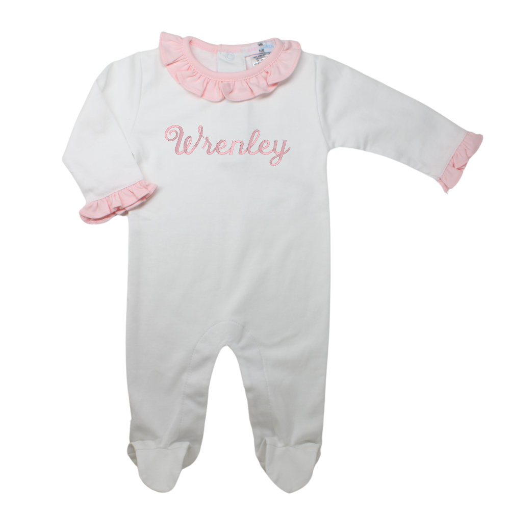 Baby Loren Girls Pink Honey Pooh Bear Ruffle Zipper Footie main image 1