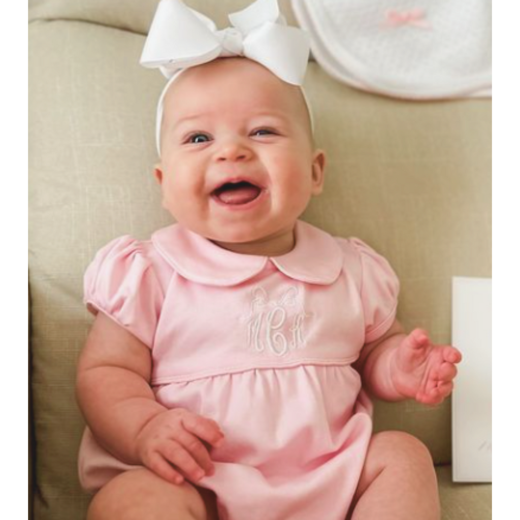 light pink peter pan dress Bamboo Peter Pan Collar Dress in Sakura Pink by Kyte Baby