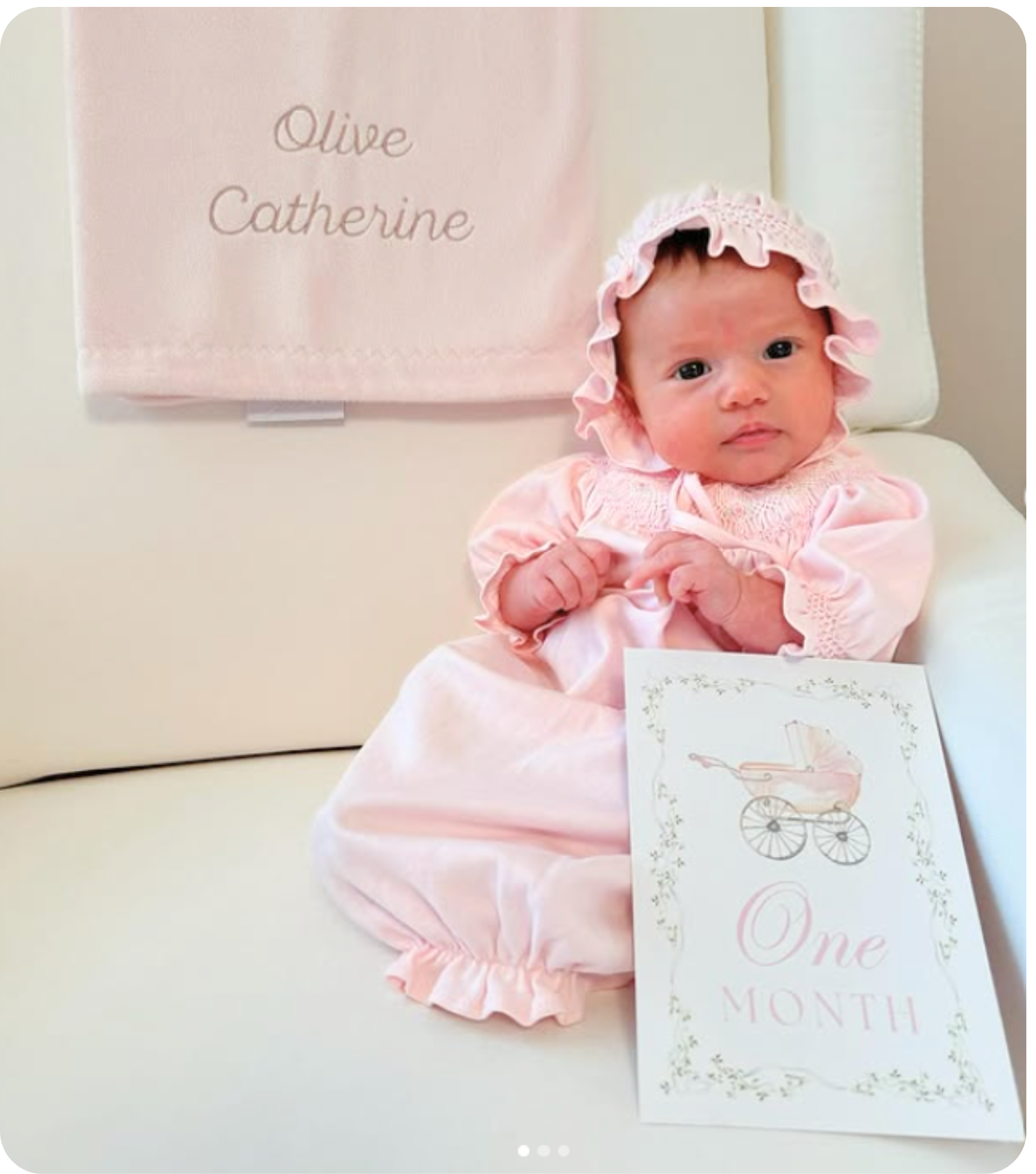 Baby Girls Pink Smocked Take Home Gown Bonnet Set Hiccups