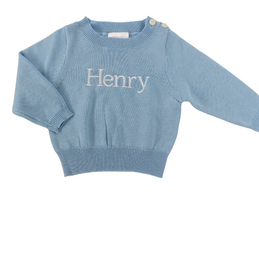 Baby Toddler Sweater Blue Pullover Winter  Personalized