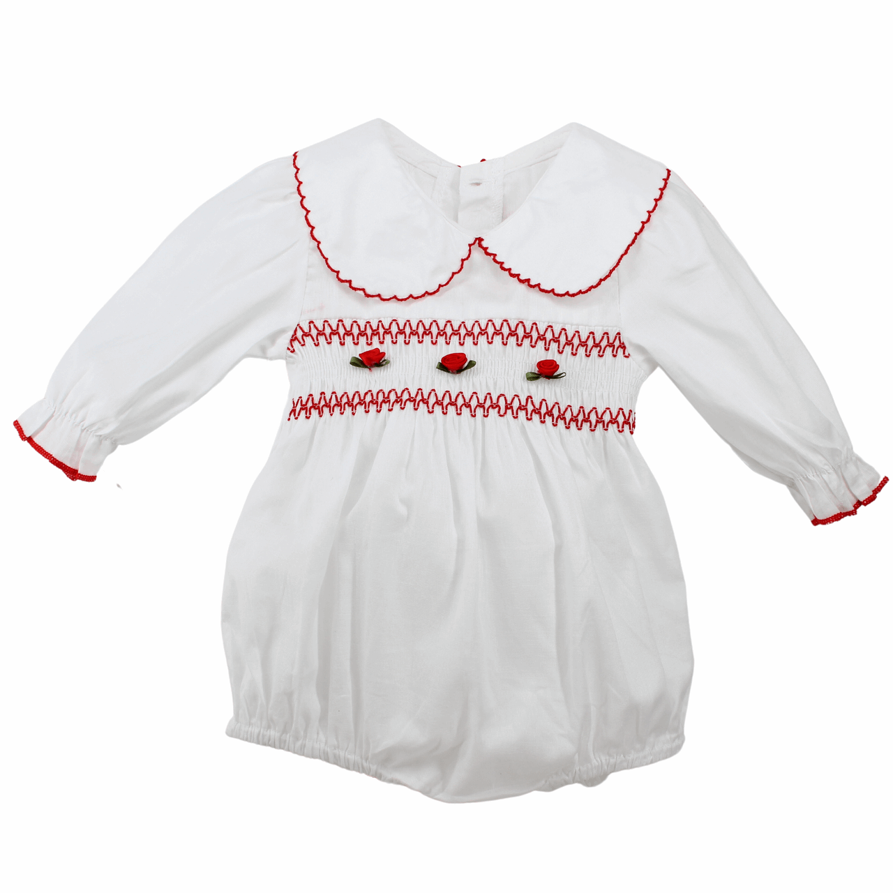 White smocked 2025 christmas dress