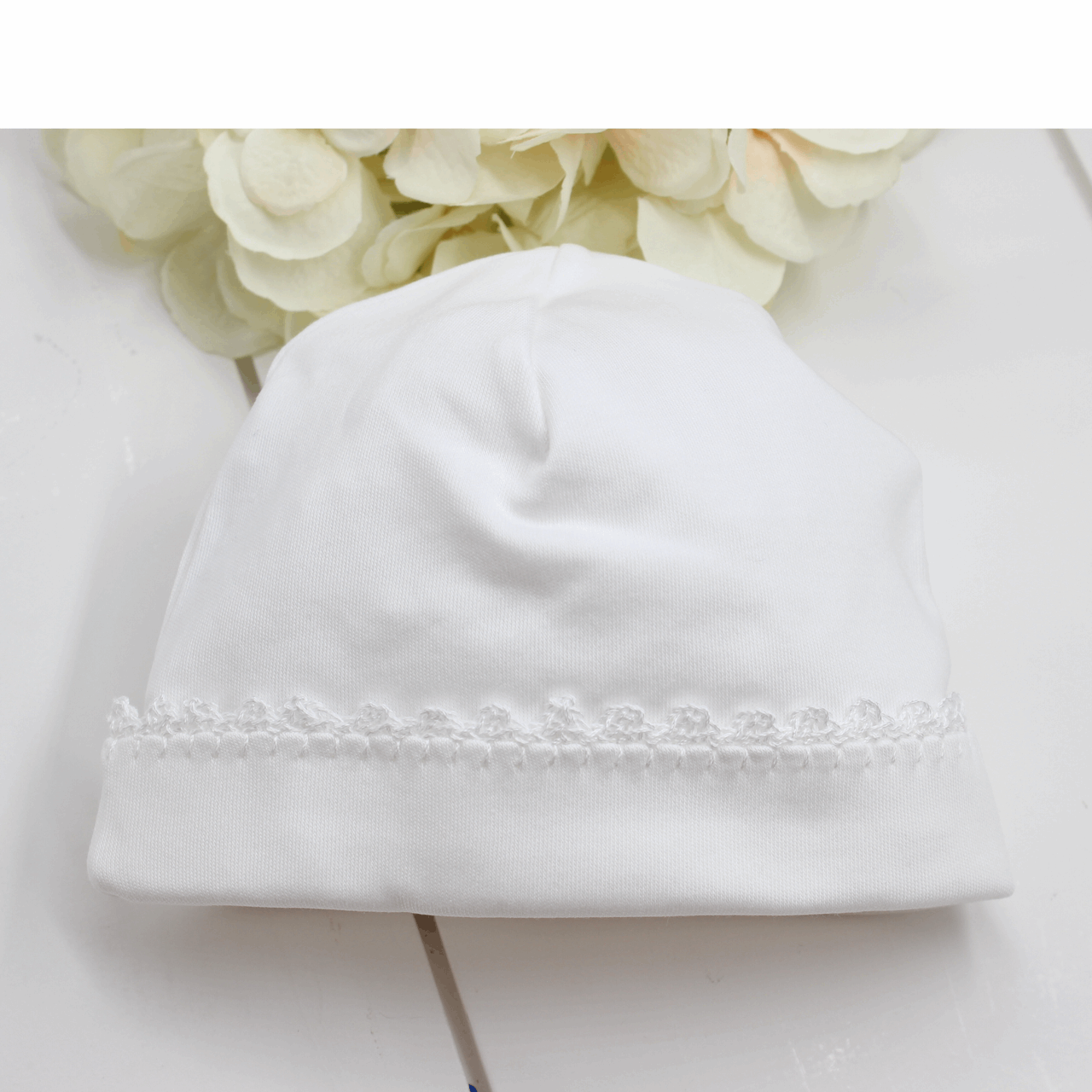 White Take Home Hat Crochet Trim Unisex