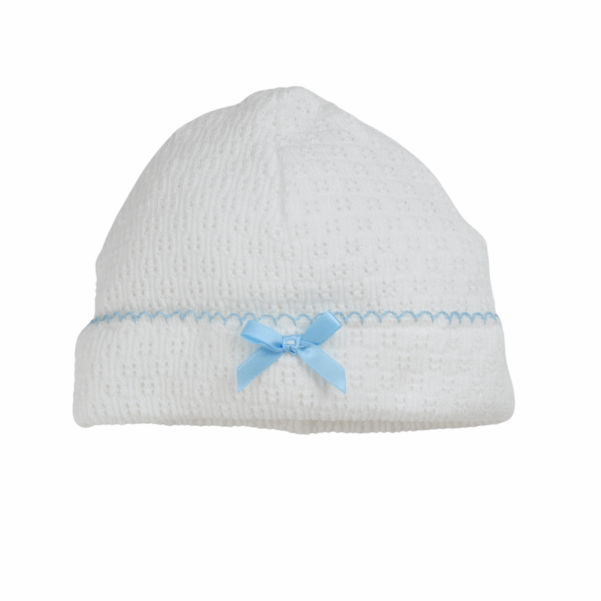 Baby Boys Take Home Hat White with Blue Trim