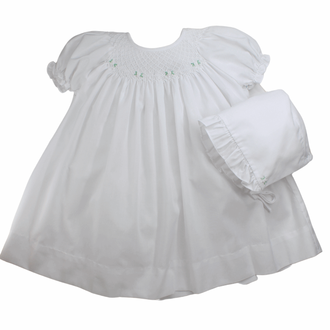 Petit Ami White Baby Girls Smocked Day Gown Petit Ami White Baby Girls Smocked Day Gown