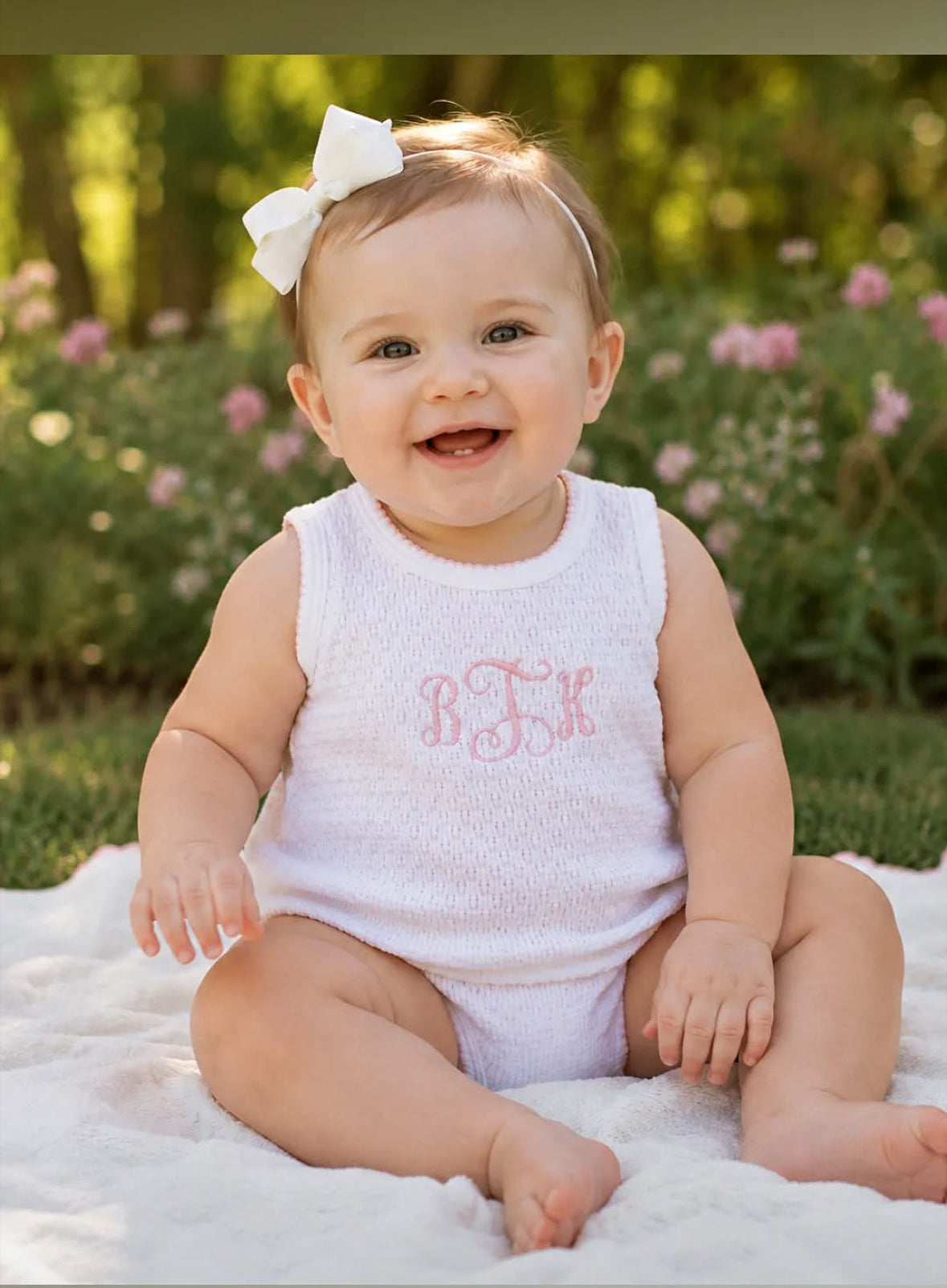 Baby Girls Pink Sleeveless Diaper Set Monogrammable