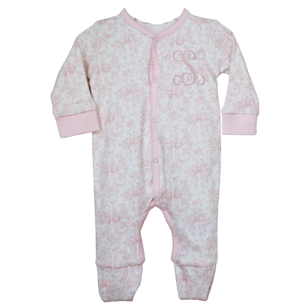 Baby Girls Pink Toile Footie Take Home Outfit | Baby Loren