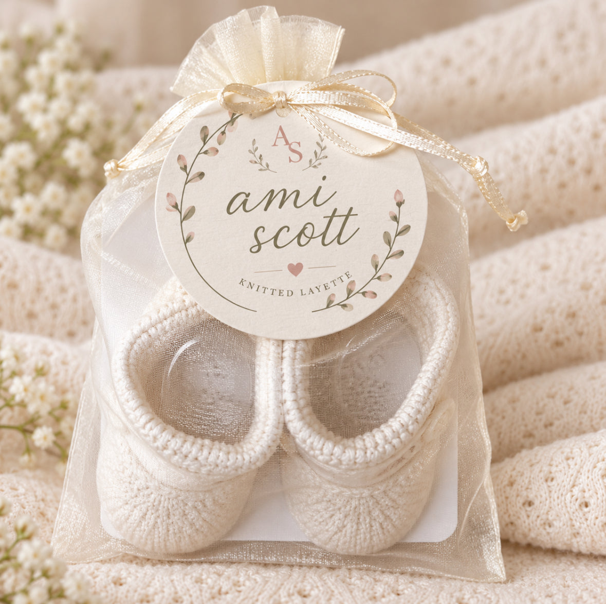 Personalized Crochet Baby Booties Picot Trim