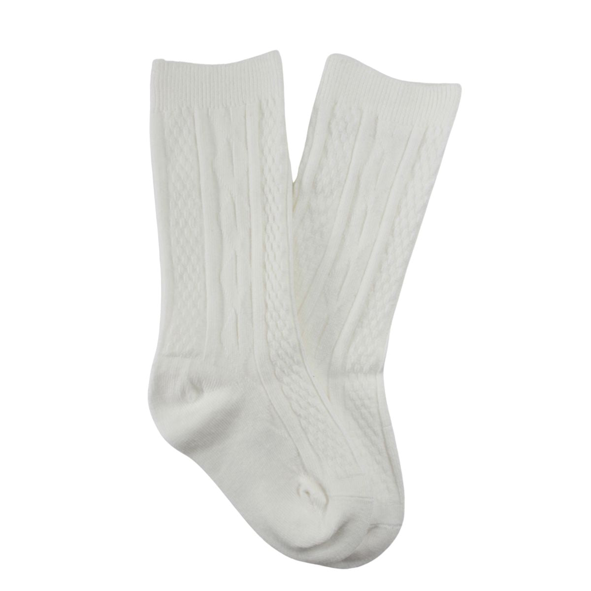 White Knee Hi Socks Cable Knit | Jefferies Socks