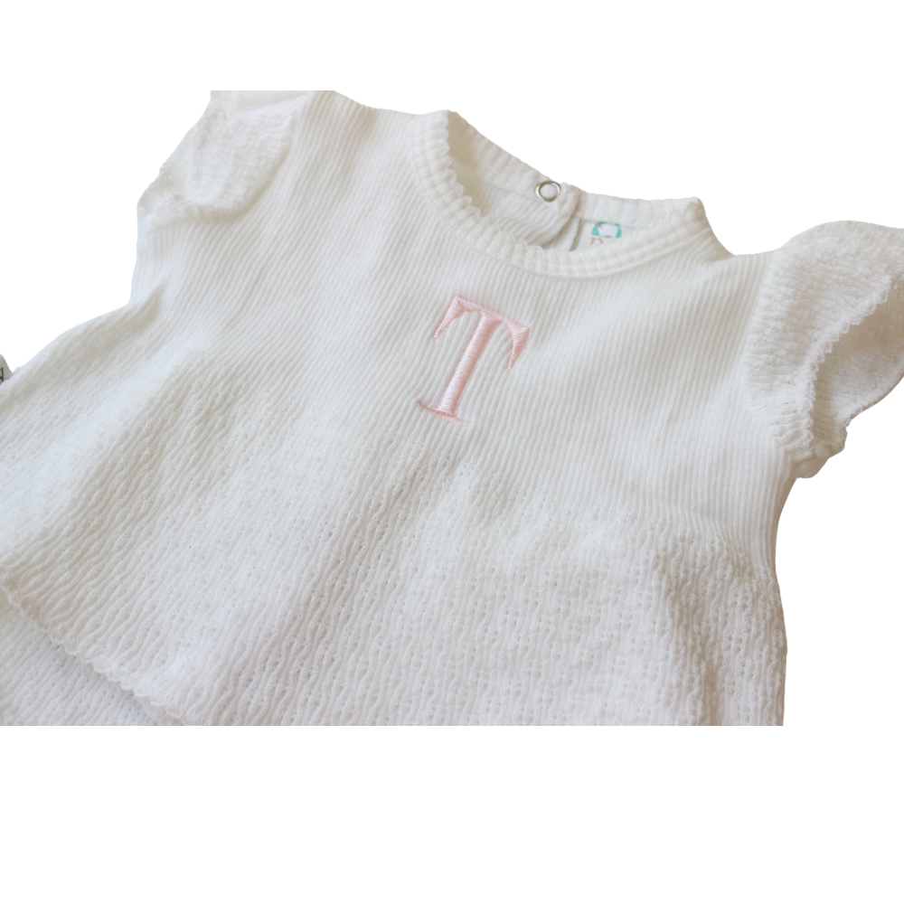 Paty Girls White Diaper Set Flutter Sleeves