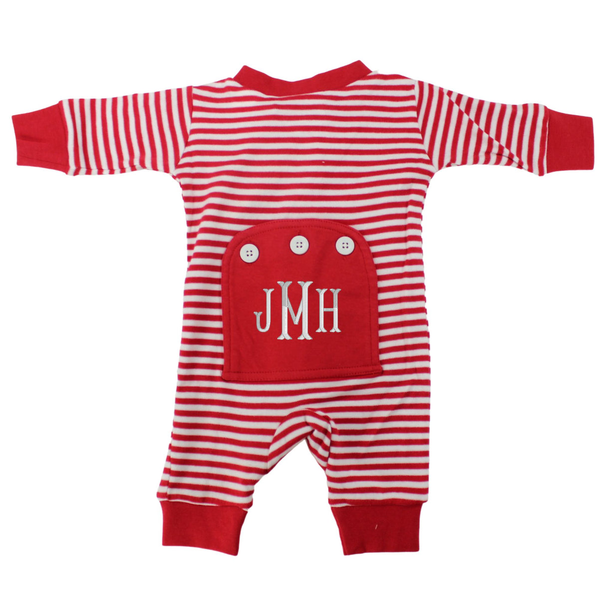 Baby Boys Christmas Pajamas Red Stripe Monogrammed