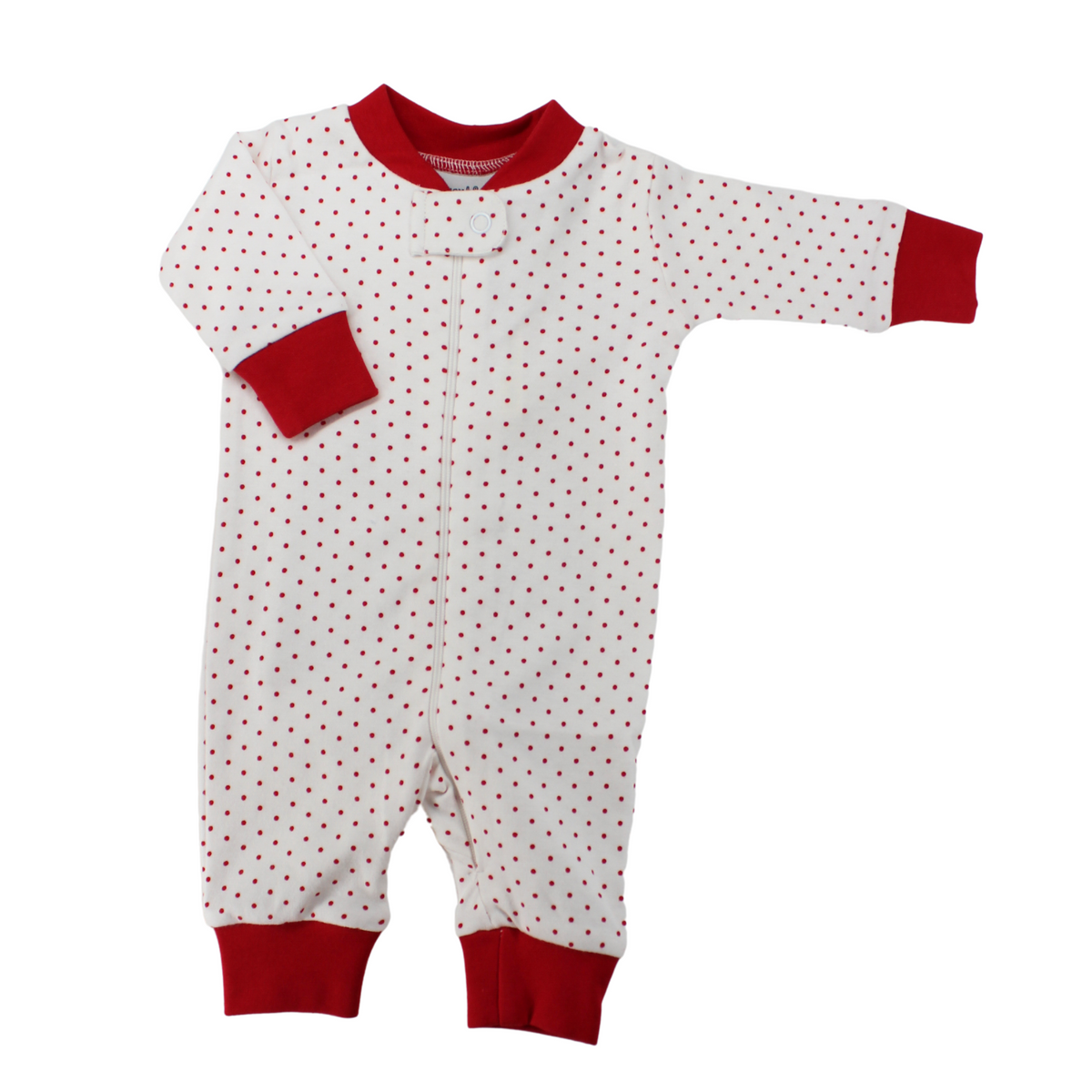 Baby Boys Christmas Pajamas White Red Dot Monogrammed